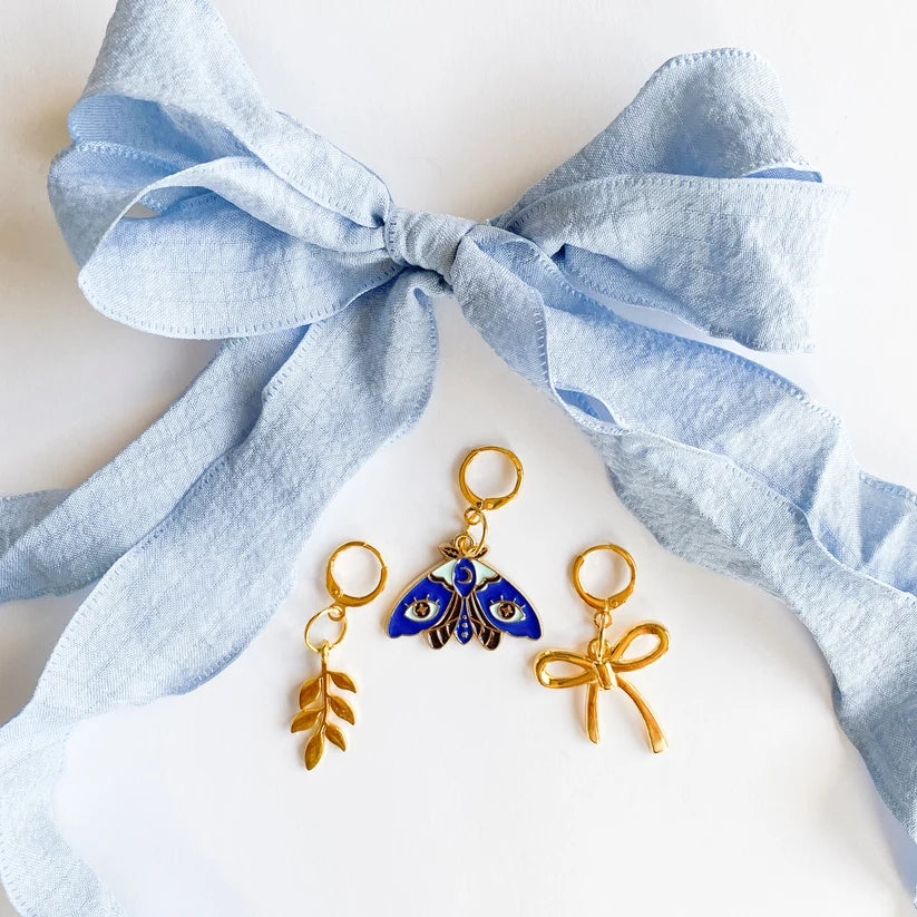 Shoe Lace & Charm Set- Baby Blue -Fern,Butterfly & Bow
