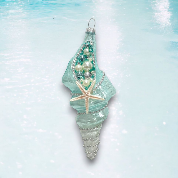 Blue Spiral Shell Ornament