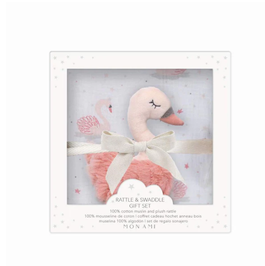 Blanket French Swan & Rattle Gift Set