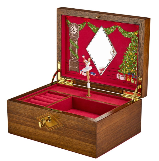 Ballet Musical Jewellery Box - Nutcracker Walnut Wood