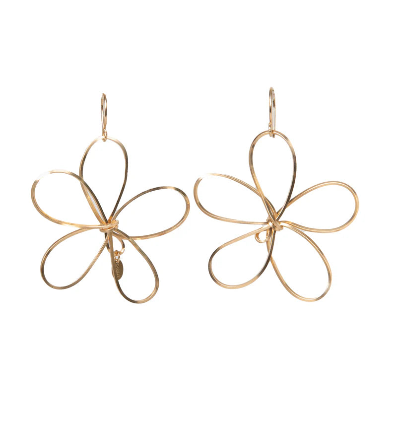 Petalos Exoticos Dangle and Yellow Gold Earrings