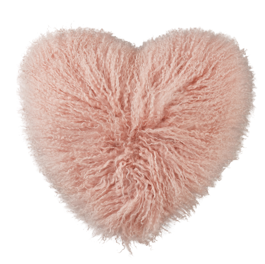 Pillow Mongolian Lamb Fur Heart | Poly Filled