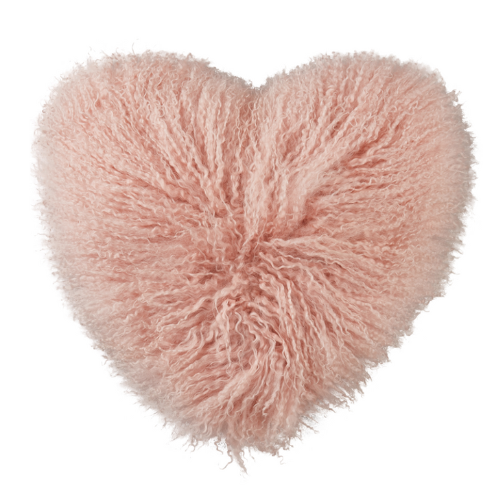 Pillow Mongolian Lamb Fur Heart | Poly Filled