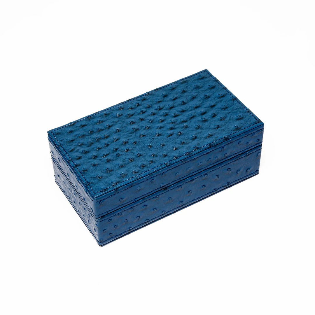 Playing Cards Set / Jewellery Box Blue Ostrich Leather