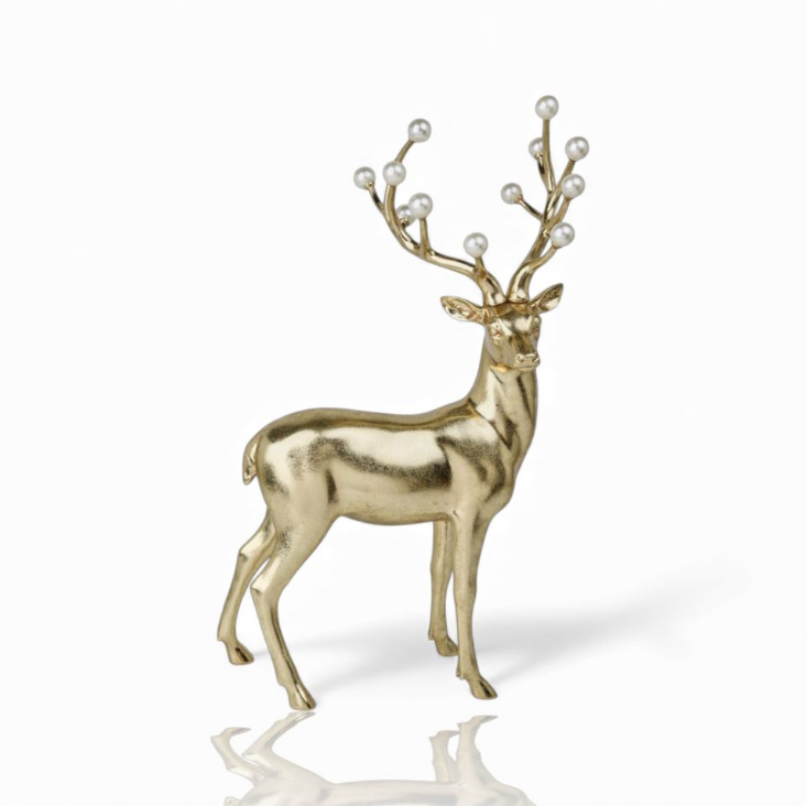 Gold Deer w/White Pearls