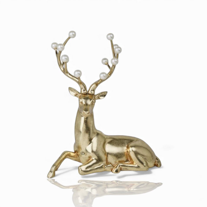 Gold Deer w/White Pearls