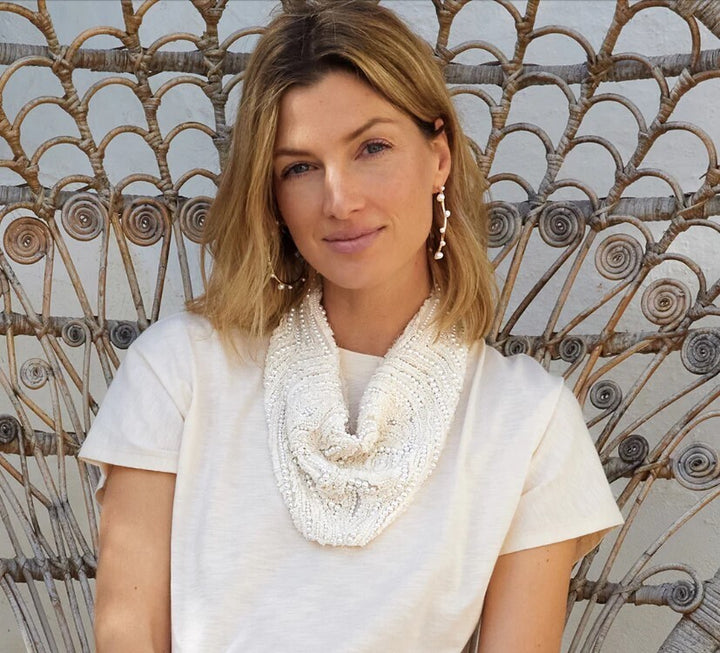 White Esmee Scarf Necklace