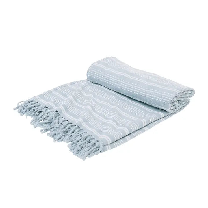 Chenille Stripe Fog Bed Throw