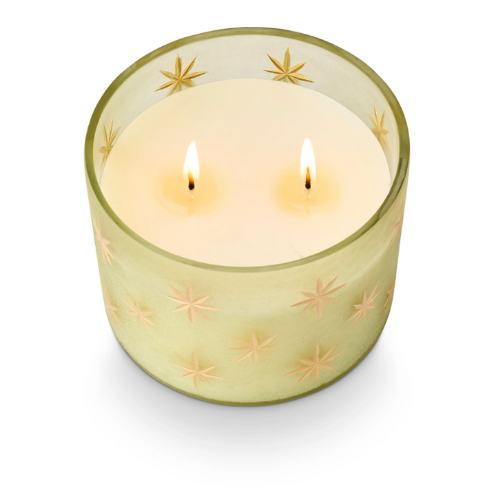 Balsam & Cedar Frosted Star Glass Candle