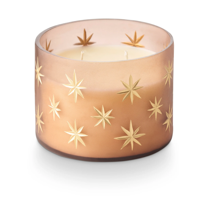 Woodfire Frosted Star Glass Candle