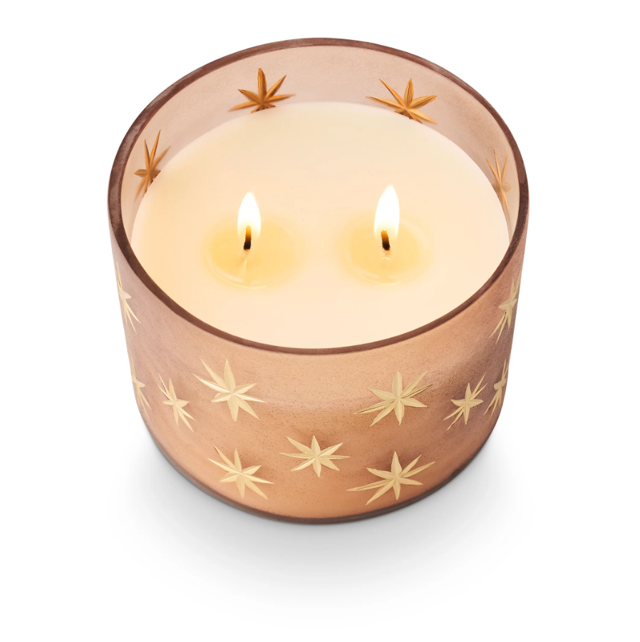 Woodfire Frosted Star Glass Candle