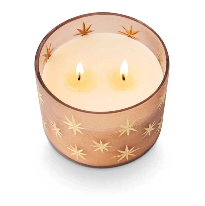 Woodfire Frosted Star Glass Candle