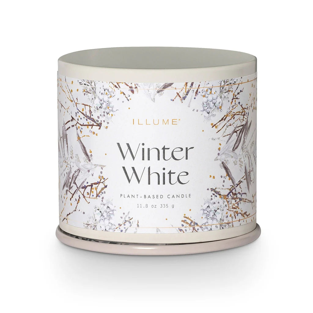 Noble Holiday Winter White Tin Candle