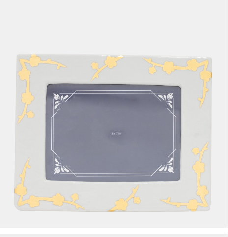 Cer, 4x6 Cherry Blossom Photo Frame, Gold/white
