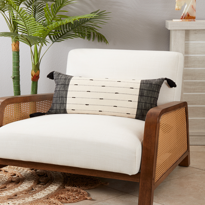 Striped Down Filled Black/White Decorative Pillow