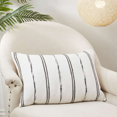 Striped Down Filled Natural Decorative Pillow