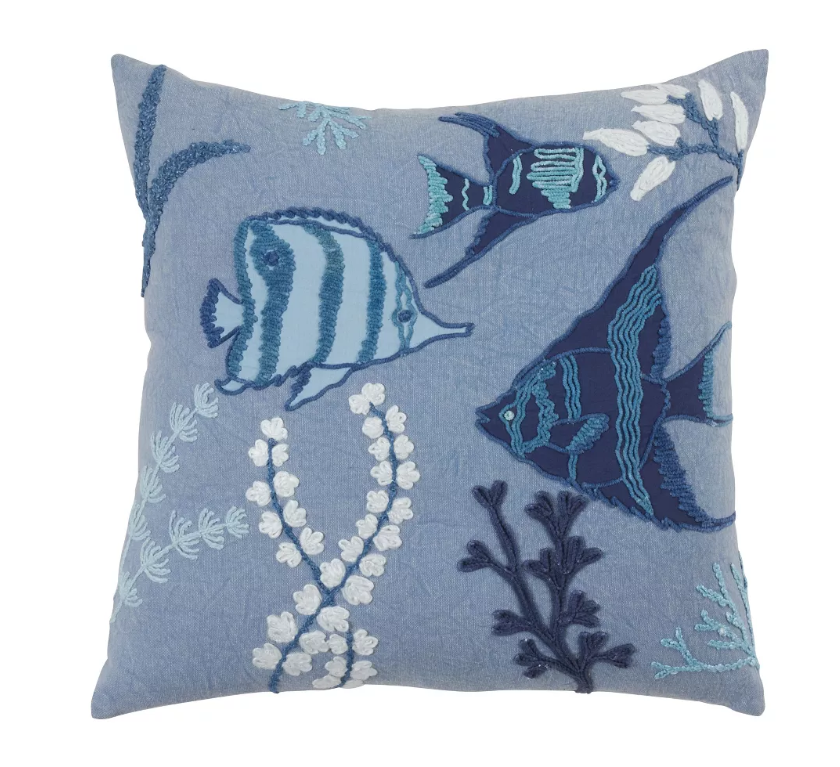 Stonewashed Fish Pillow Cover | Blue
