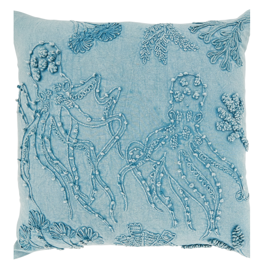 Stonewashed Octopus Pillow Cover | Blue