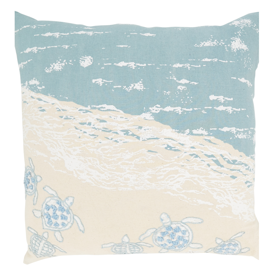 Sea Turtles Beach Pillow Cover | Blue