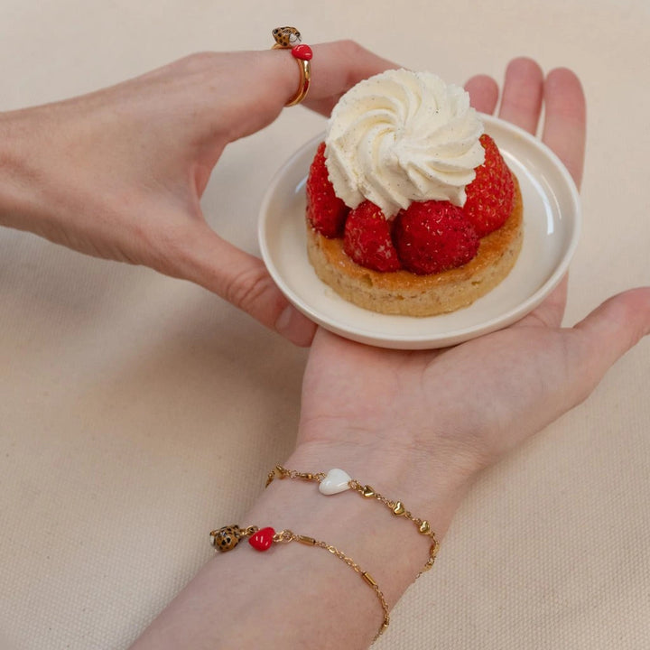 Leopard Head And Red Heart Chain Bracelet
