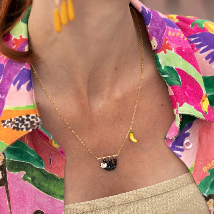 Black Monkey And Banana Necklace