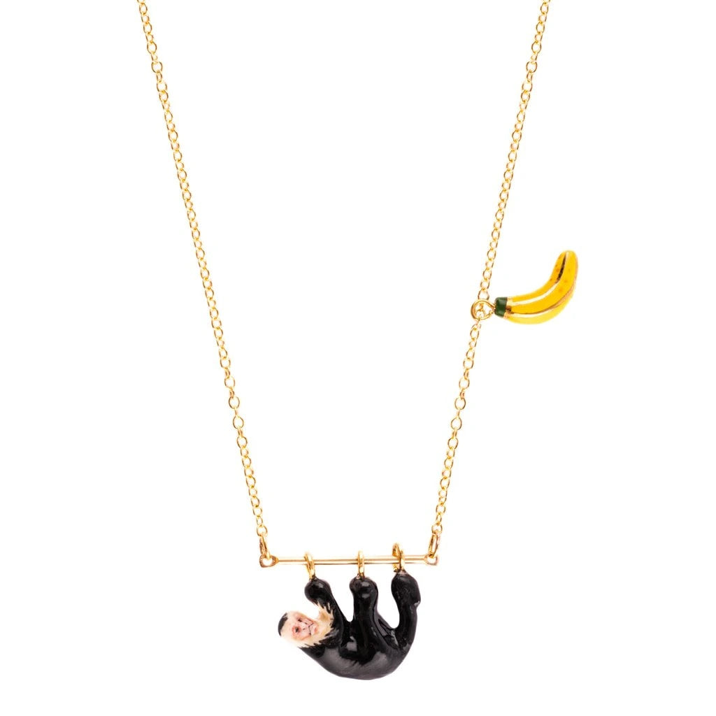Black Monkey And Banana Necklace