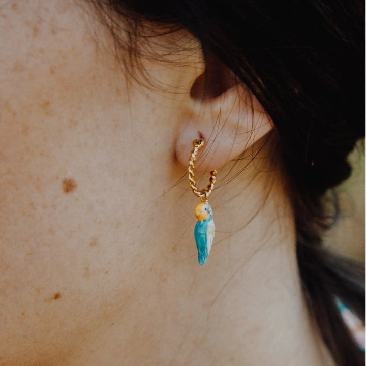 Blue Budgerigar Bird Maxi Earring