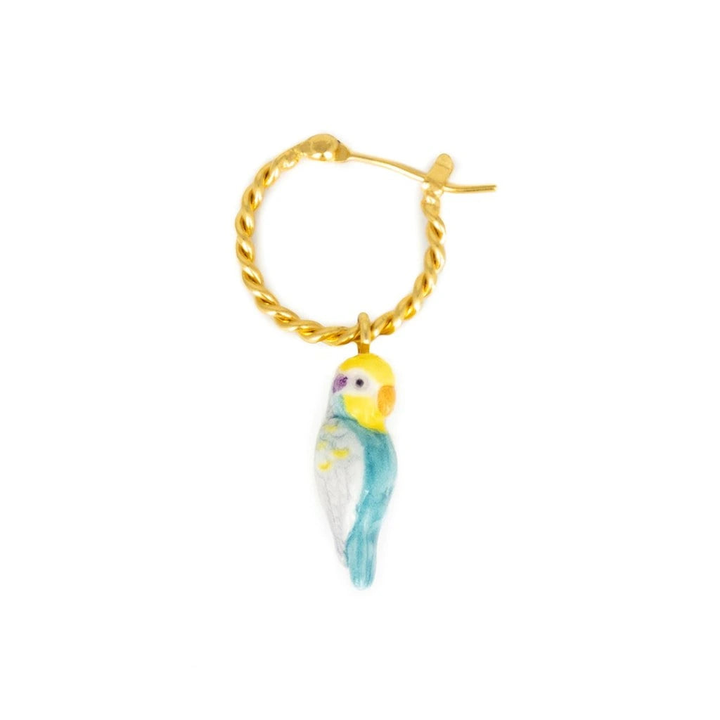 Blue Budgerigar Bird Maxi Earring