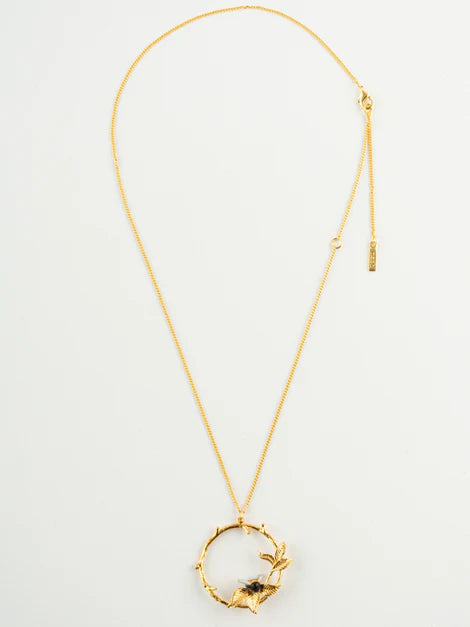 Ladybug Leafy Ring Necklace