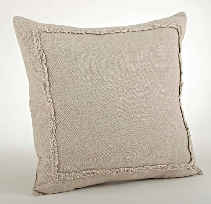 Ruffled Design Down Filled Natural Decorative Pillow