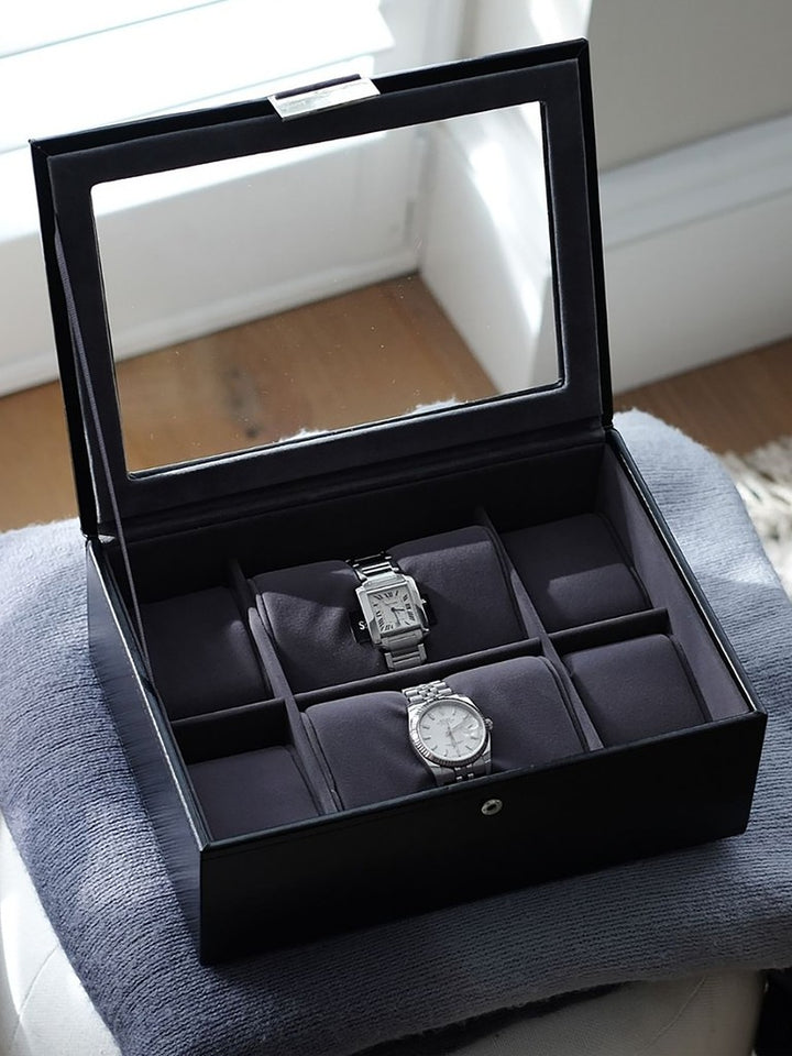Glass Lid 8 Piece Watch Box