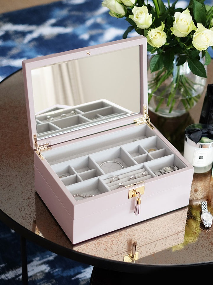 Pink Leather Stacker Set Of 2
