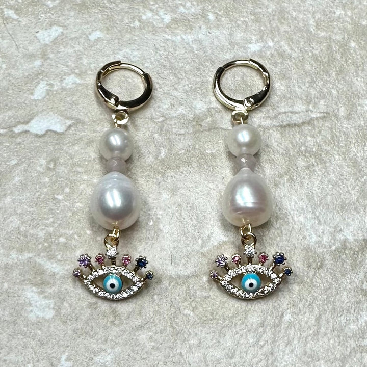 Rainbow EYE Drop Pearl Earrings | CPJ