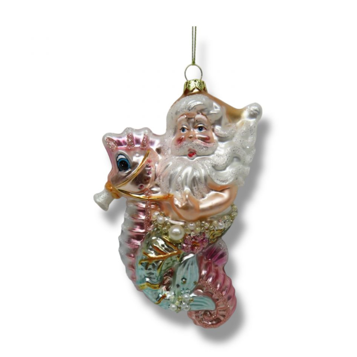 Santa on Seahorse Ornament