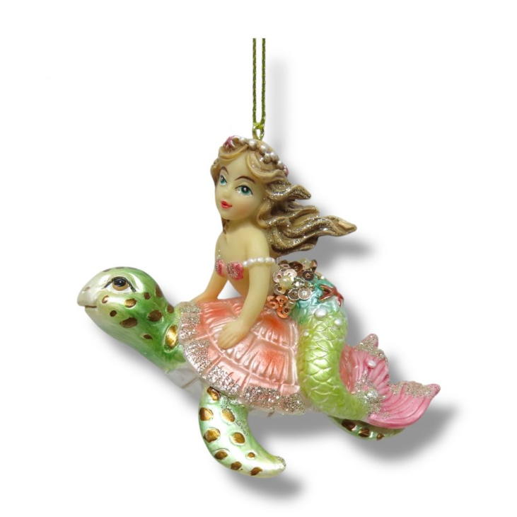 Mergirl on Turtle Ornament