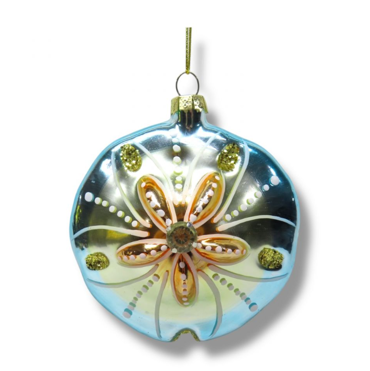 Glitzy Blue Sand Dollar Ornament