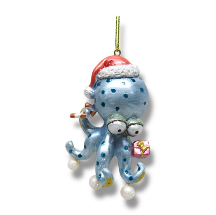 Funny Blue Octopus Ornament