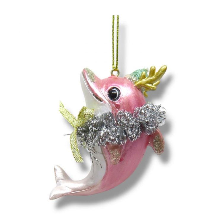 Cute Pink Dolphin Ornament