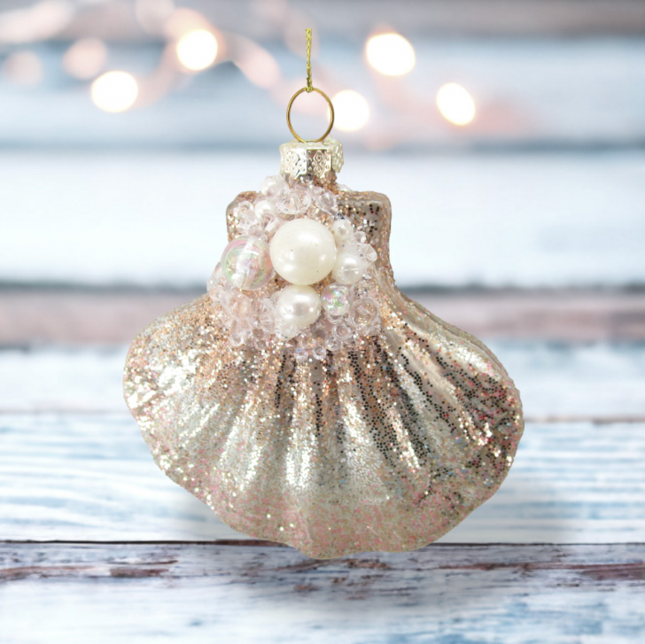 Metallic Glitter Shell Ornament