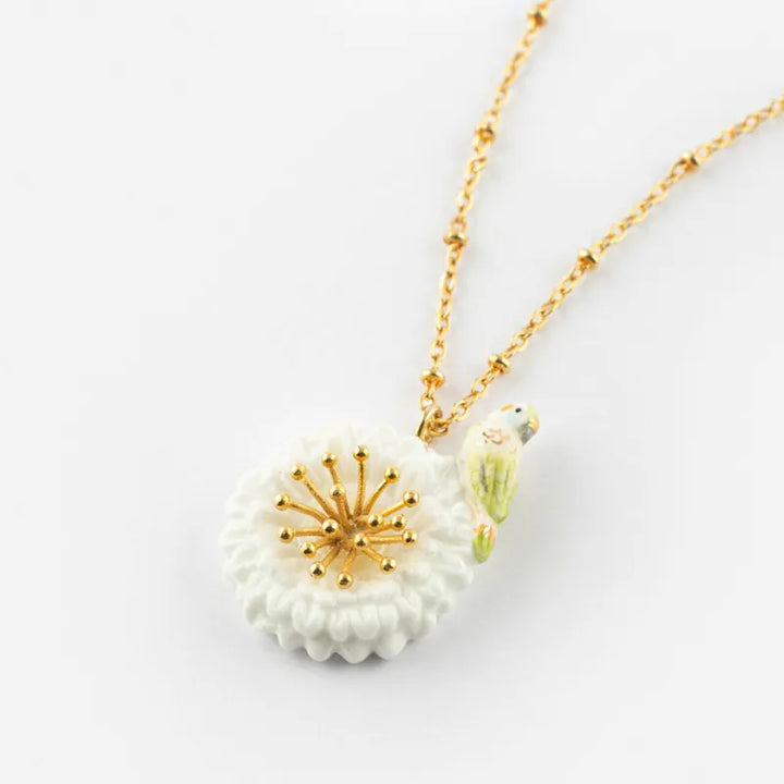 White Dandelion With Budgerigar Necklace