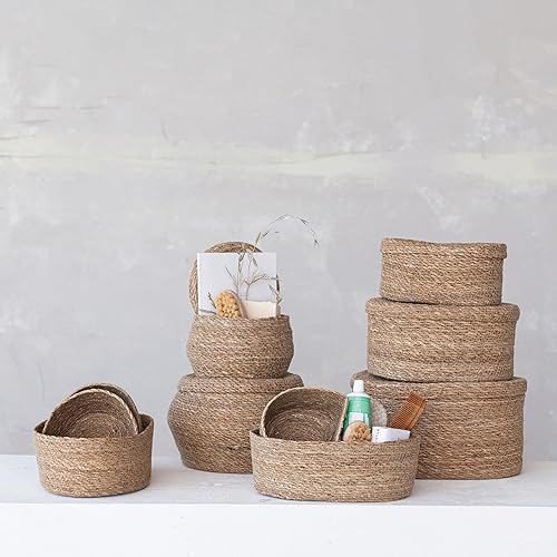 Baskets Hand-Woven Seagrass w Lid