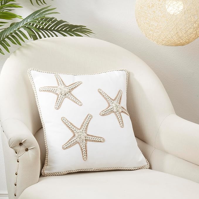 Starfish Down Filled Ivory Decorative Pillow