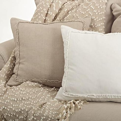 Ruffled Design Down Filled Natural Decorative Pillow