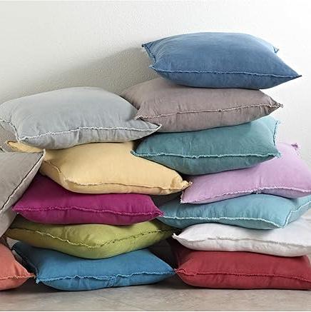 Fringed Design Linen Down Filled Decorative Pillow