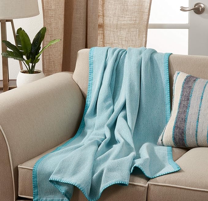 Whipstitch Aqua Throw