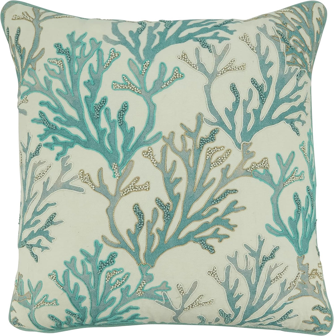 Coral Down Filled Aqua Decorative Pillow