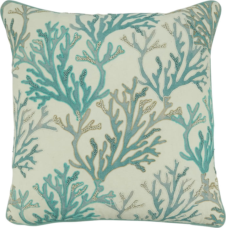 Coral Down Filled Aqua Decorative Pillow