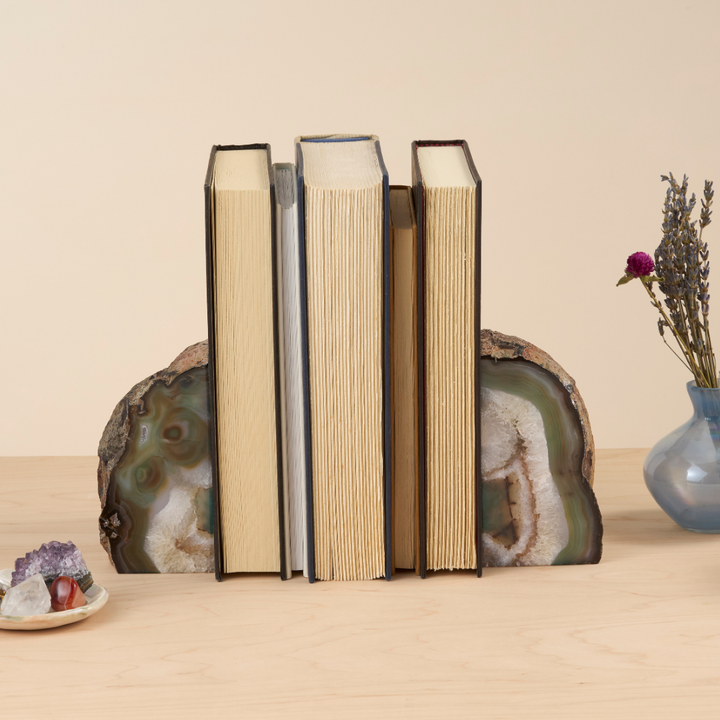Bookends Green Agate
