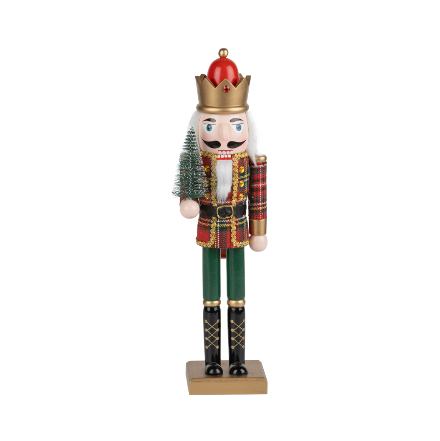 Wood Nutcracker Table Piece in Tartan Plaid Uniform
