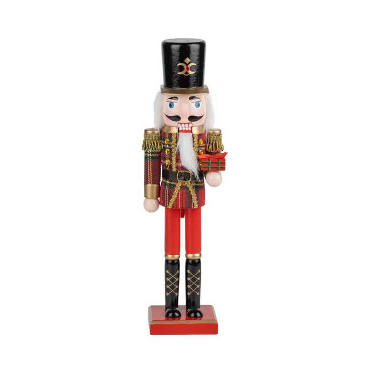 Wood Nutcracker Table Piece in Tartan Plaid Uniform